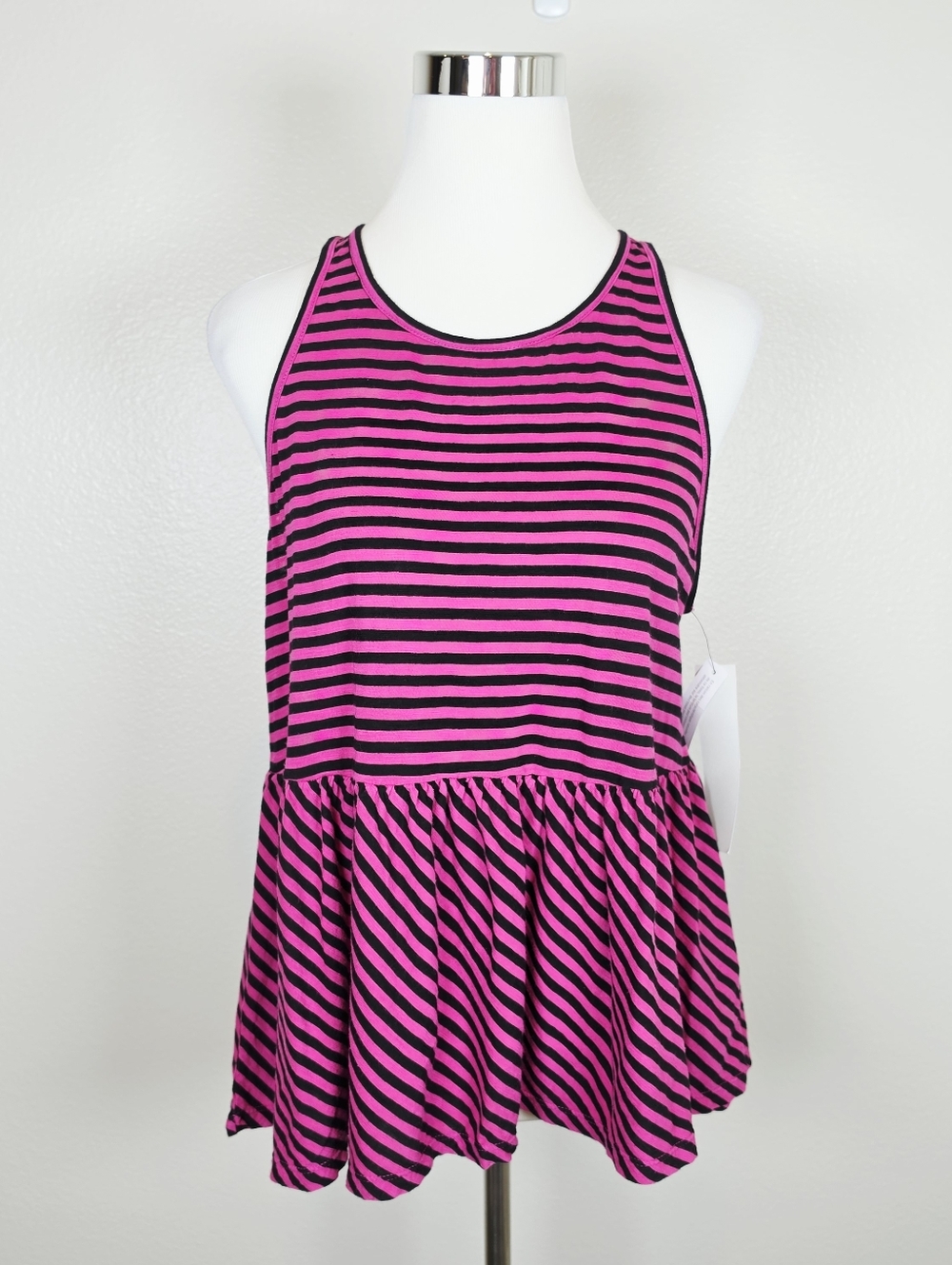 14TH & UNION Pink Black Striped back Cutout Tank Top Medium Y2K Retro C1087